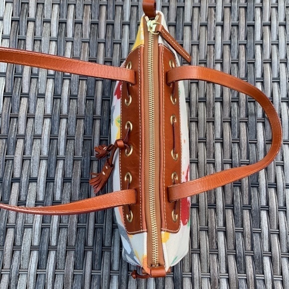 DOONEY & Bourke Painted Canvas Graffiti Shoulder Bag with Leather Trim - Picture 8 of 15